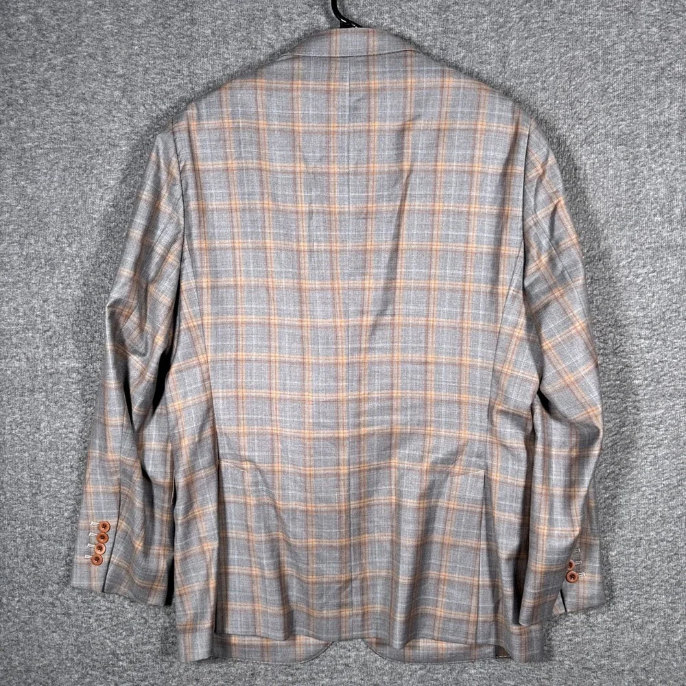 J Hilburn Sport Coat Mens 42S Windowpane Plaid Reda Italian Wool Unstructured